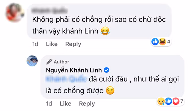Kết thúc drama, Khánh Linh để lại dòng trạng thái: "Chồng mình mình có quyền giận hay thích làm gì chả được, ai mượn mấy người vào soi cho ngứa mắt rồi sân si. Tính mình vậy đó tức cái gì là mất bình tĩnh, không thiết tha cái gì hết. Chồng mình hiểu, chấp nhận mình là okie rồi. Cứ để tâm làm gì rồi lại chửi, tội mình".