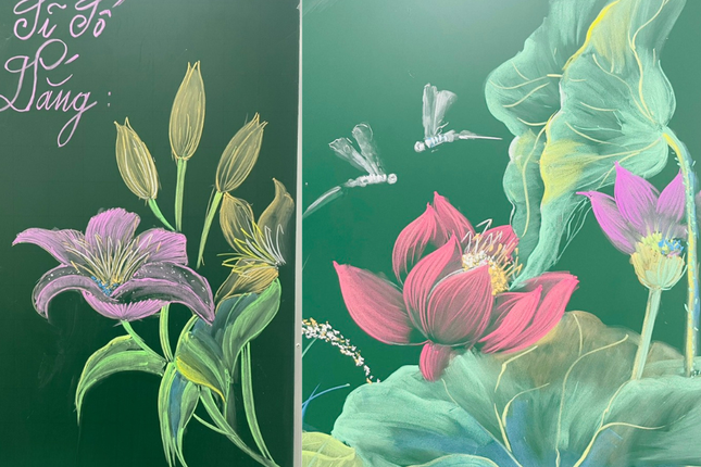 “Từ chuyên môn mỹ thuật, tôi chọn chất liệu sáng tạo là phấn màu, phấn trắng, bảng xanh, vì muốn chinh phục và trải nghiệm cái mới. Để có thể vẽ trang trí bảng đẹp như bức tranh nghệ thuật, tôi học hỏi kinh nghiệm từ bạn bè, các đồng nghiệp đi trước. Từ đó, tôi tự nghiên cứu để tìm ra lối sáng tạo riêng, để biết cách vẽ thế nào cho giống thật, sinh động, có hồn và đẹp tự nhiên hơn”, thầy Hạnh cho biết.