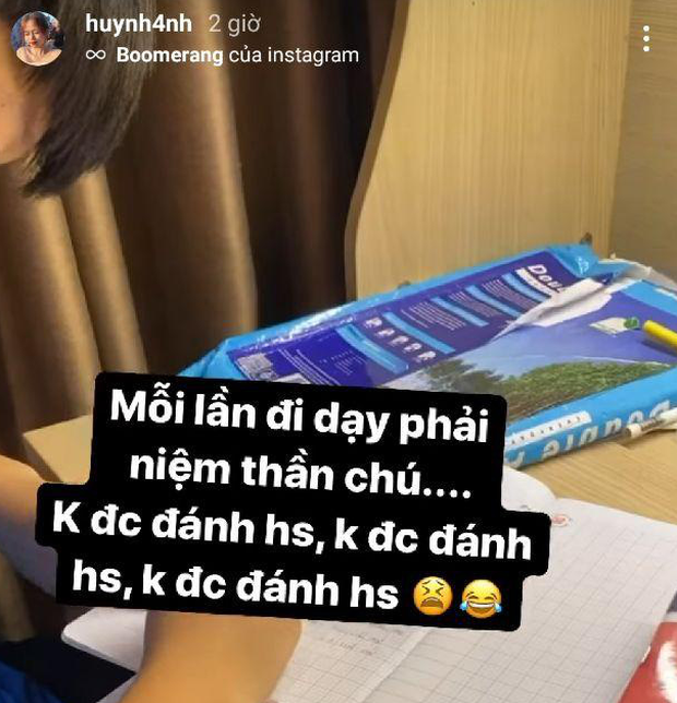 Mới đây, trên trang story Instagram, Huỳnh Anh tiếp tục gây chú ý khi tiết lộ nỗi khổ tâm của nghề ''gõ đầu trẻ''.