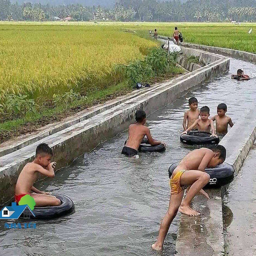 Sau một ngày tắm nắng, tắm mồ hôi thì chiều mùa hè việc các bạn trẻ 9X ngày xưa hay cùng nhau làm đó là tắm ao, tắm sông...