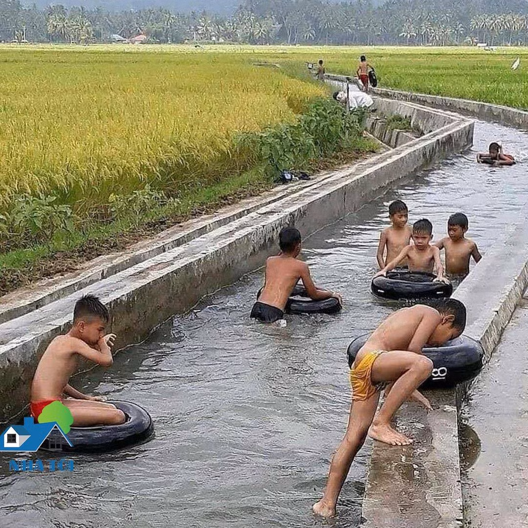 Sau một ngày tắm nắng, tắm mồ hôi thì chiều mùa hè việc các bạn trẻ 9X ngày xưa hay cùng nhau làm đó là tắm ao, tắm sông...