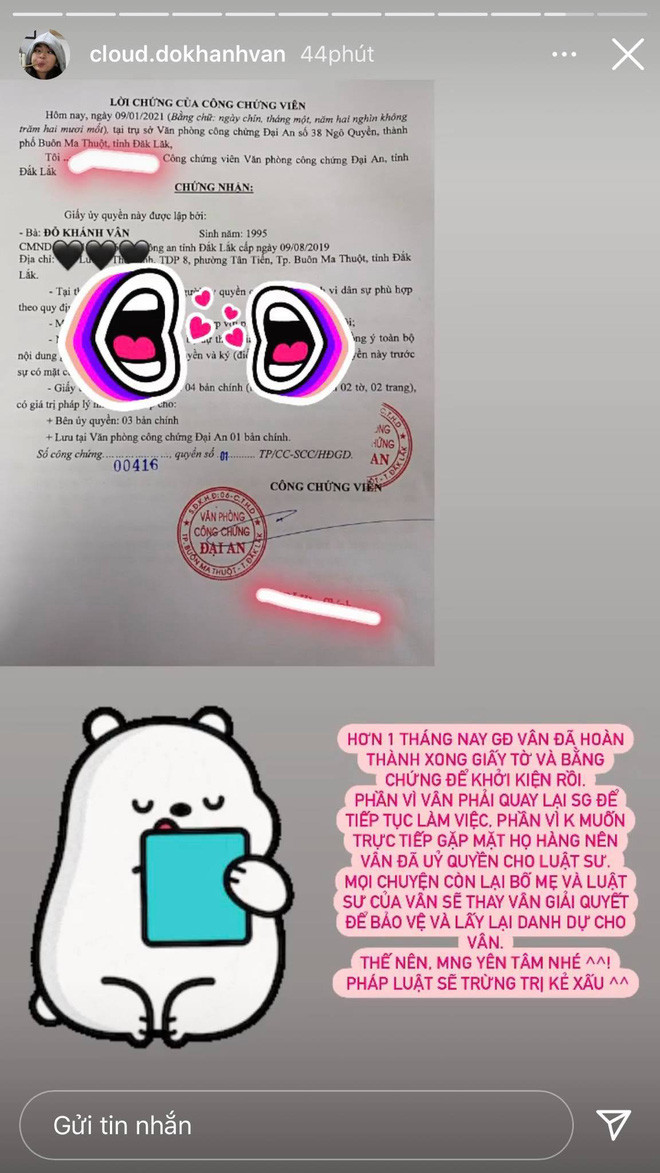 Trước đó đã có tin đồn cho rằng group anti được thành lập bởi 2 người chị họ của hot girl Khánh Vân. Tuy nhiên, thông báo việc kiện tụng này mới là lần đầu tiên cô nàng xác nhận thông tin này.