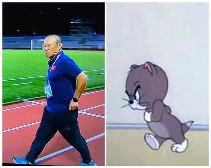 Dáng đi của HLV Park Hang Seo được chế ảnh với nhân vật từng xuất hiện trong series phim hoạt hình Tom &amp; Jerry.