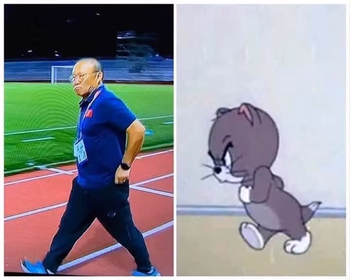 Dáng đi của HLV Park Hang Seo được chế ảnh với nhân vật từng xuất hiện trong series phim hoạt hình Tom &amp; Jerry.