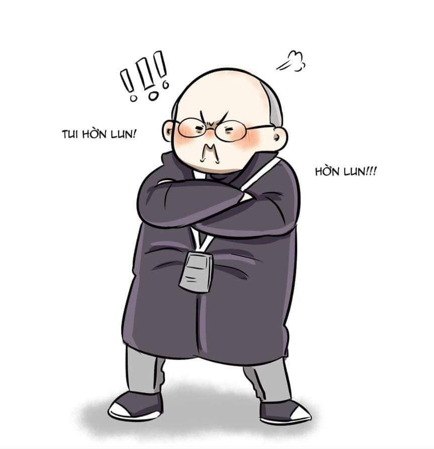 Trạng thái hờn cả thế giới của HLV Park Hang Seo từng được dân mạng chế ảnh thành dạng chibi siêu đáng yêu.