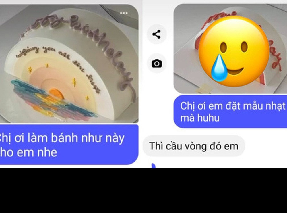 Mới đây, một cô bạn đã đặt chiếc bánh sinh nhật có hình bán nguyệt (nửa hình tròn) và được trang trí màu sắc tương đối đơn giản.