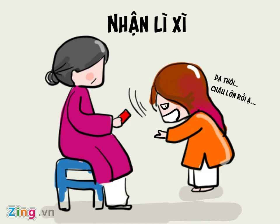 Khi được mừng tuổi, nhiều người mồm thì nói "Em/con/cháu lớn rồi", nhưng trong lòng lại rất khoái chí. Đây là màn họ chờ đợi nhất mỗi khi Tết đến để kiếm thêm thu nhập.
