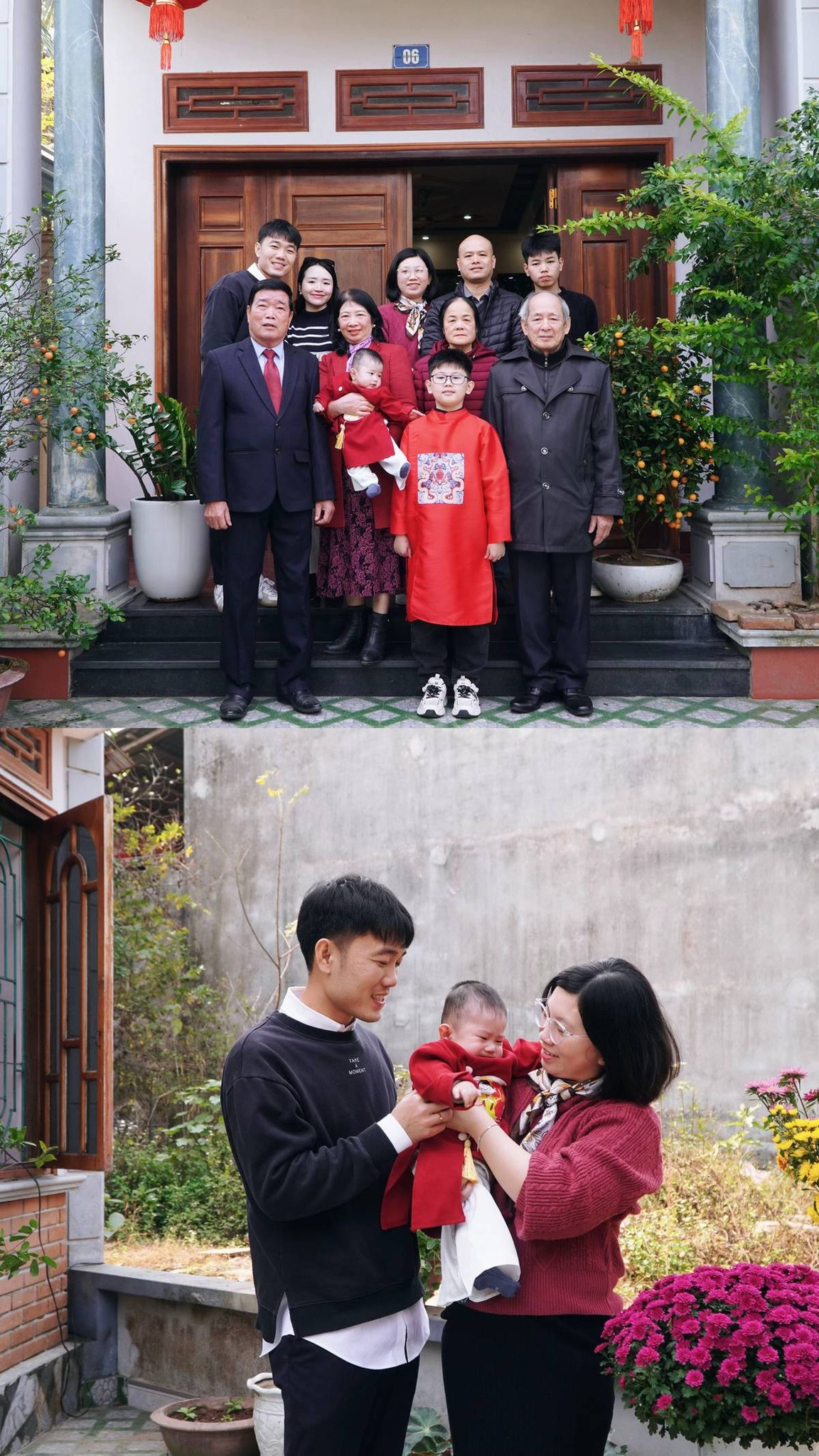 Tại quê nhà Tuyên Quang, nam cầu thủ đã có bức ảnh chụp chung cùng đại gia đình.