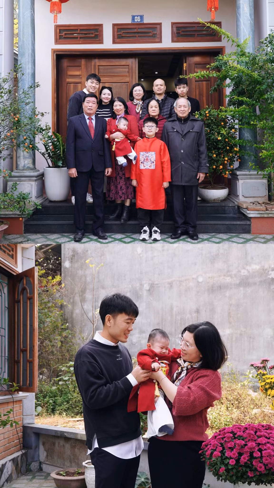 Tại quê nhà Tuyên Quang, nam cầu thủ đã có bức ảnh chụp chung cùng đại gia đình.