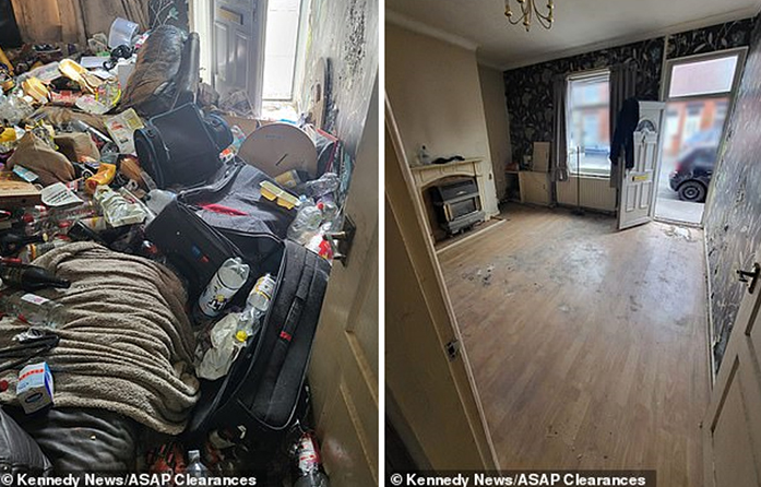 Sau khi dọn dẹp, cuối cùng họ cũng có thể nhìn thấy sàn nhà (ảnh: phòng khách)