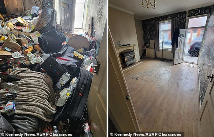 Tôi nghĩ họ chỉ để lại một khoảng trống nhỏ trên ghế sofa để có thể ngồi. Bãi rác cao đến thắt lưng của chúng tôi gồm rất nhiều loại chai có cồn, có ga khác nhau xuất hiện xung quanh, cũng có chất thải thực phẩm nói chung, quần áo và đồ gia dụng”. Wayne cho biết thêm.