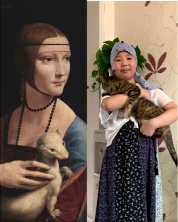 Những bức tranh học trò sử dụng đều là những tác phẩm nổi tiếng như chân dung nàng Mona Lisa, Tiếng thét của họa sĩ Edvard Munch, tác phẩm Quý cô và con chồn...