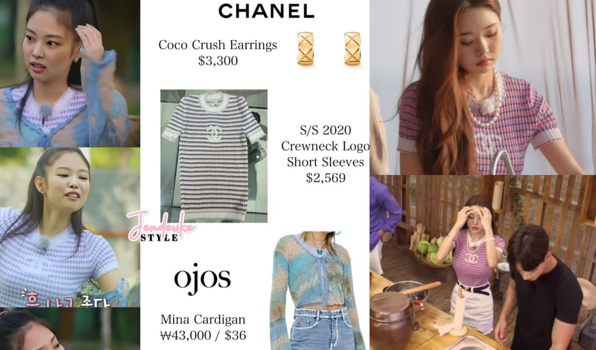 Áo Chanel mà JiA mặc trong "Địa Ngục Độc Thân" cũng có logo in chìm hơn so với mẫu thật.