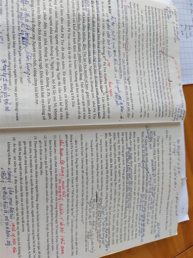 Không chỉ đánh dấu ý chính trong vở, nhiều bạn còn ghi luôn vào sách giáo khoa để tiện theo dõi.