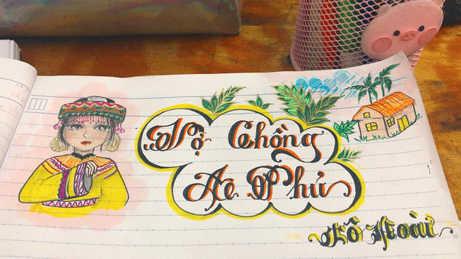 Tất cả những chỗ trống trên trang vở đều được phủ kín.