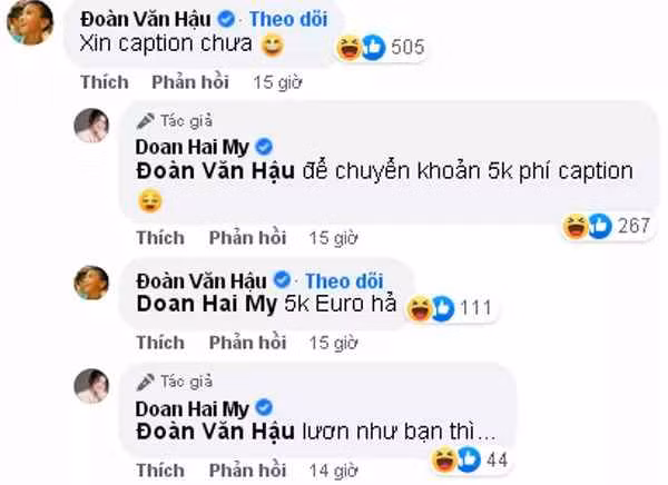 Như hiểu ý đối phương, Doãn Hải My khẳng định sẽ chuyển khoản trả tiền bản quyền là 5k (ý chỉ 5.000 đồng - PV). Nhưng sau đó, Văn Hậu trêu chọc: "5.000 Euro hả?", Hải My lập tức mắng: "Lươn như bạn thì...".