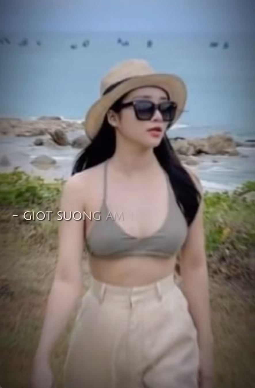 Xuất hiện trong đoạn clip, Nhuệ Giang thu hút ánh nhìn với nhan sắc xinh đẹp, làn da trắng sáng, vóc dáng nuột nà.