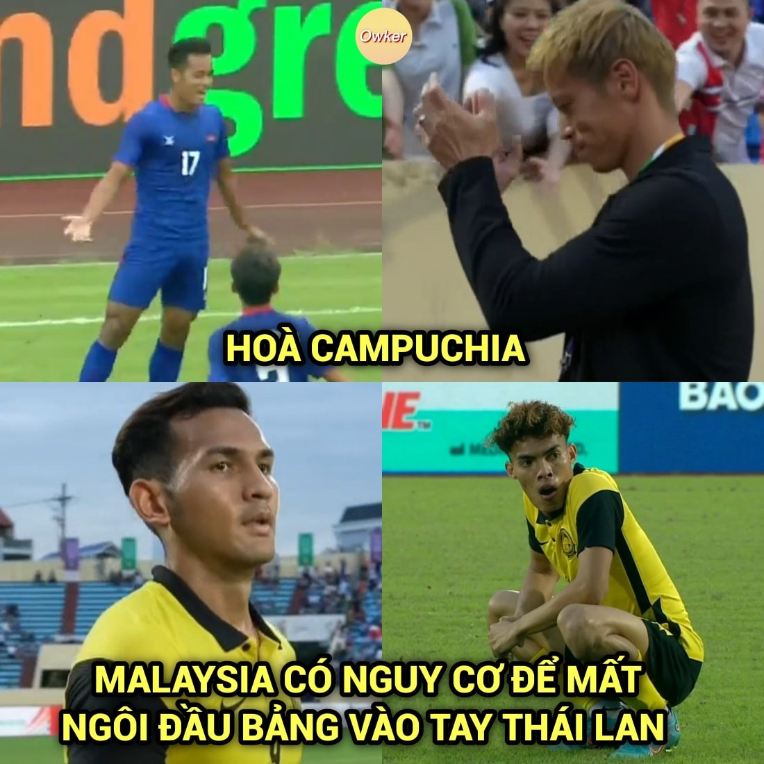 Bức ảnh chế bóng đá U23 Malaysia bị U23 Campuchia cầm hòa liên tục được netizen chia sẻ.