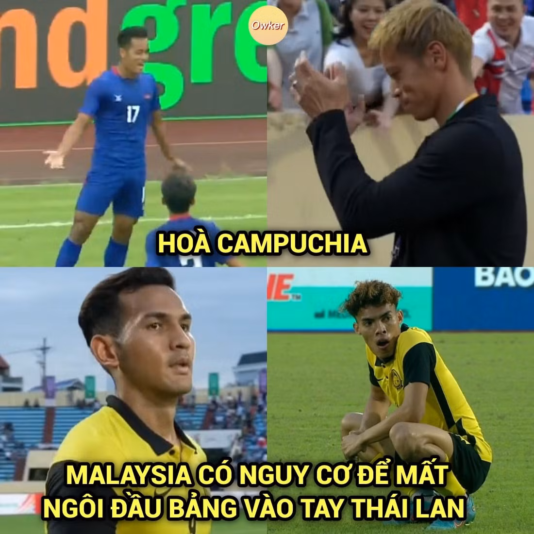 Bức ảnh chế bóng đá U23 Malaysia bị U23 Campuchia cầm hòa liên tục được netizen chia sẻ.