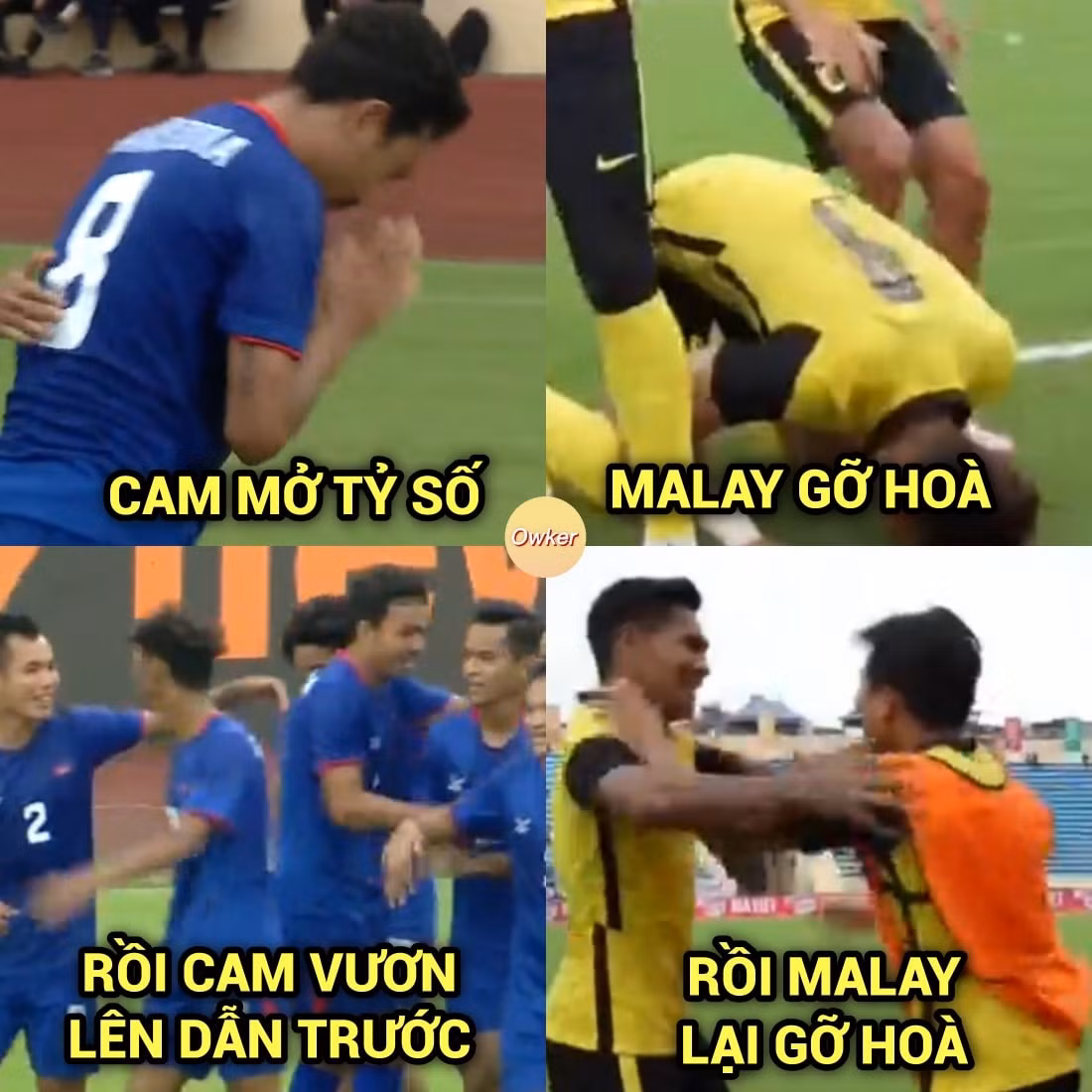 Trận đấu giữa U23 Malaysia và U23 Campuchia khiến nhiều người bất ngờ khi đội bị đánh giá yếu hơn lại khiến đội cửa trên phải bám đuổi.