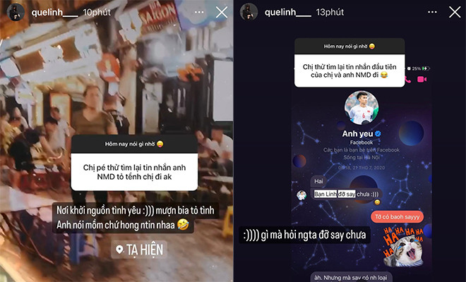 Hot girl sinh năm 2000 đăng ảnh mặc áo đấu số 18 (số áo của Nhâm Mạnh Dũng) và cổ vũ: “Việt Nam cứ hết mình là được rồi”. Bên cạnh đó, Quế Linh đã có những chia sẻ với người hâm mộ về chuyện tình đẹp của mình.