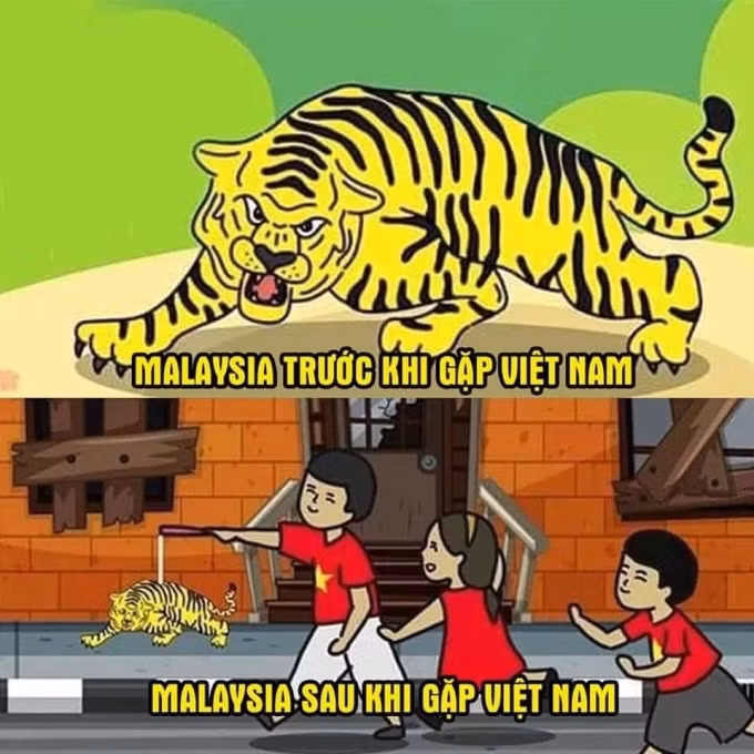 Bức ảnh chế bóng đá U23 Malaysia trước và sau khi gặp U23 Việt Nam được netizen truyền tay nhau.