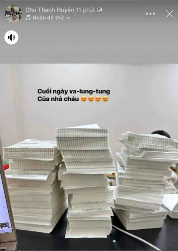 Chu Thanh Huyền bán các sản phẩm mỹ phẩm, khoe đơn hàng xếp hàng từng hàng, sản phẩm đang được nhân viên đóng gói ngập nhà.