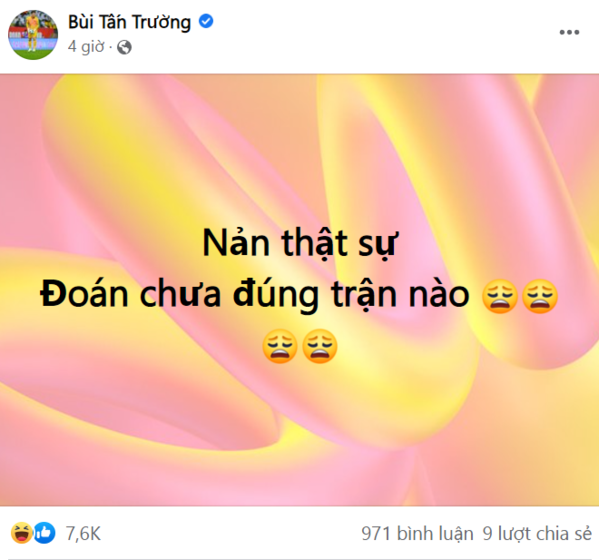 Nhiều người ngả mũ thán phục với cách Tấn Trường dự đoán từ đầu mùa World Cup đến giờ, cứ sau mỗi trận danh xưng "Ông thần đoán ngược" lại càng đúng hơn với anh.