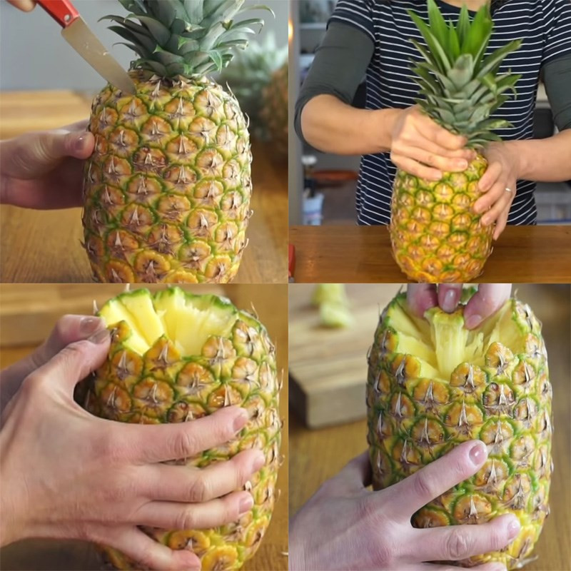 Ngoài những màn bổ dứa truyền thống, nhiều người còn nghĩ ra các cách khác nhau nhưng đa phần đều nhận về ý kiến trái chiều từ MXH.