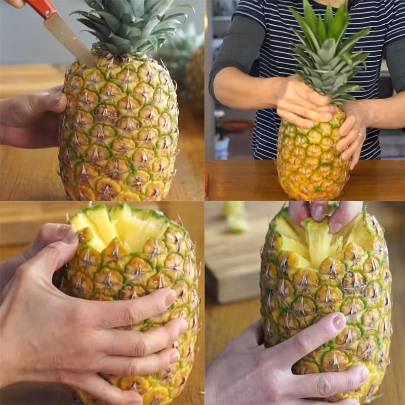 Ngoài những màn bổ dứa truyền thống, nhiều người còn nghĩ ra các cách khác nhau nhưng đa phần đều nhận về ý kiến trái chiều từ MXH.