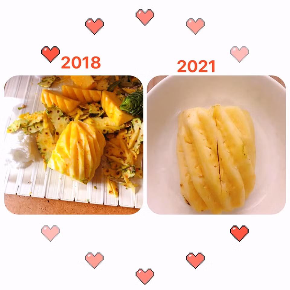 Pha bổ dứa gần hoàn thành nhưng đến màn chia miếng cuối cùng thì bạn trẻ trên lại gặp một lỗi khá sơ đẳng.