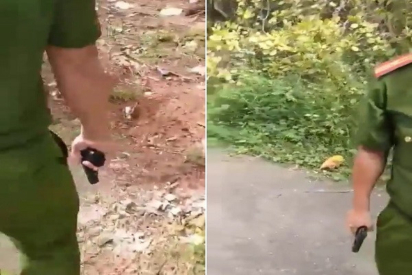 Su that clip Truong Cong an xa Hoa Hoi rut sung “doa” ban dan