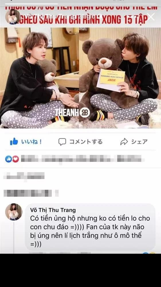 Nổi bật trong số bình luận của cư dân mạng là phản ứng từ "hot girl ngực khủng" Hải Dương - Võ Thị Thu Trang. Theo đó, cô nàng về phe số đông chỉ trích Jack.