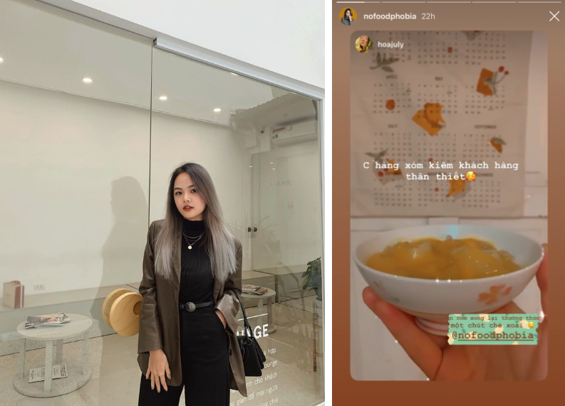 Food blogger @nofoodphobia - Vũ Mỹ Linh thì có cả một tập đoàn khách quen nhờ món chè xoài thần thánh cô nàng tự làm.