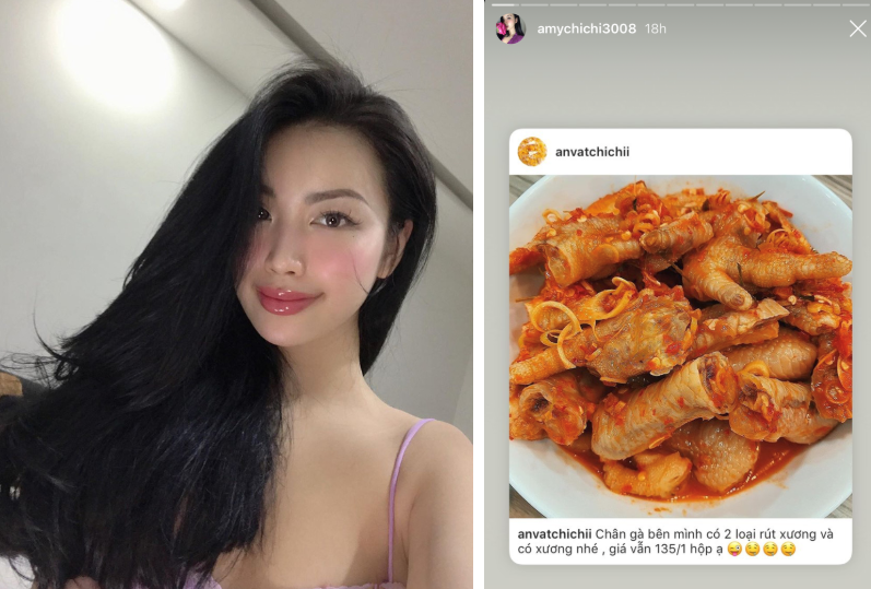 Nguyễn Ngọc Chi (Amy Chichi) - bạn gái cũ rapper Andree lập cả trang riêng để bán quà vặt online.