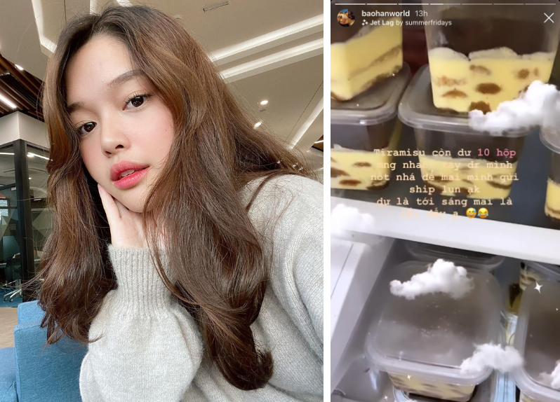 Bảo Hân - hot girl áo dài từng nổi tiếng với bức ảnh rơi lệ đẹp như phim thì chọn bán các loại bánh ngọt như tiramisu rồi bánh hành Đài Loan...