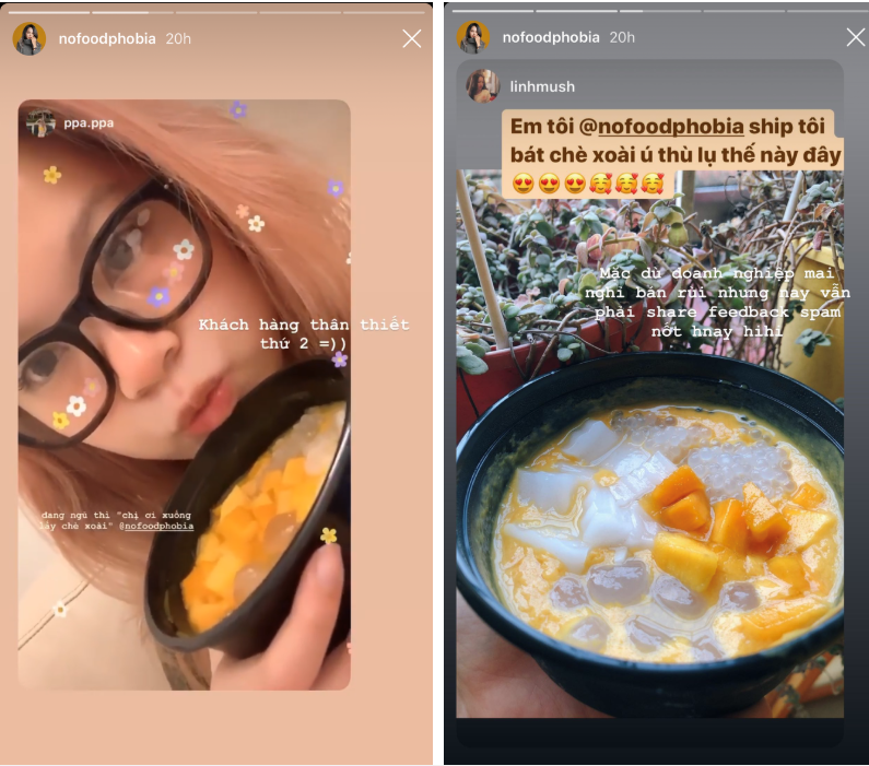 Nhìn món chè xoài và màn feedback của Mỹ Linh nhiều người đã ầm ầm vào đặt hàng.