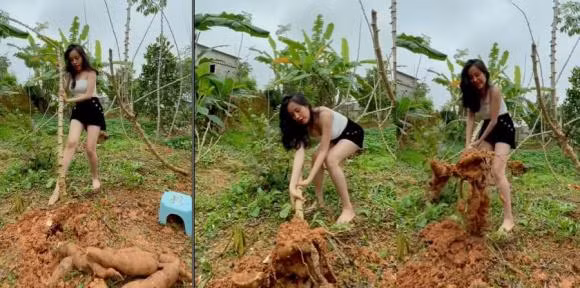 Diện đồ "không thể ngắn hơn" khi về quê, bà Tưng lại gây sốt Dien do