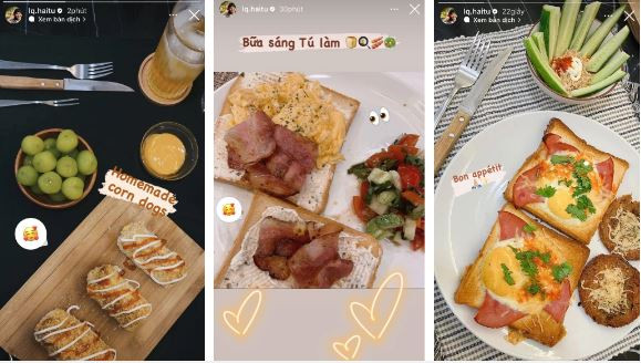 Mỗi bữa ăn đều được cô nàng bày biện khá đẹp mắt, đính kèm những icon trái tim khiến cư dân mạng trầm trồ.