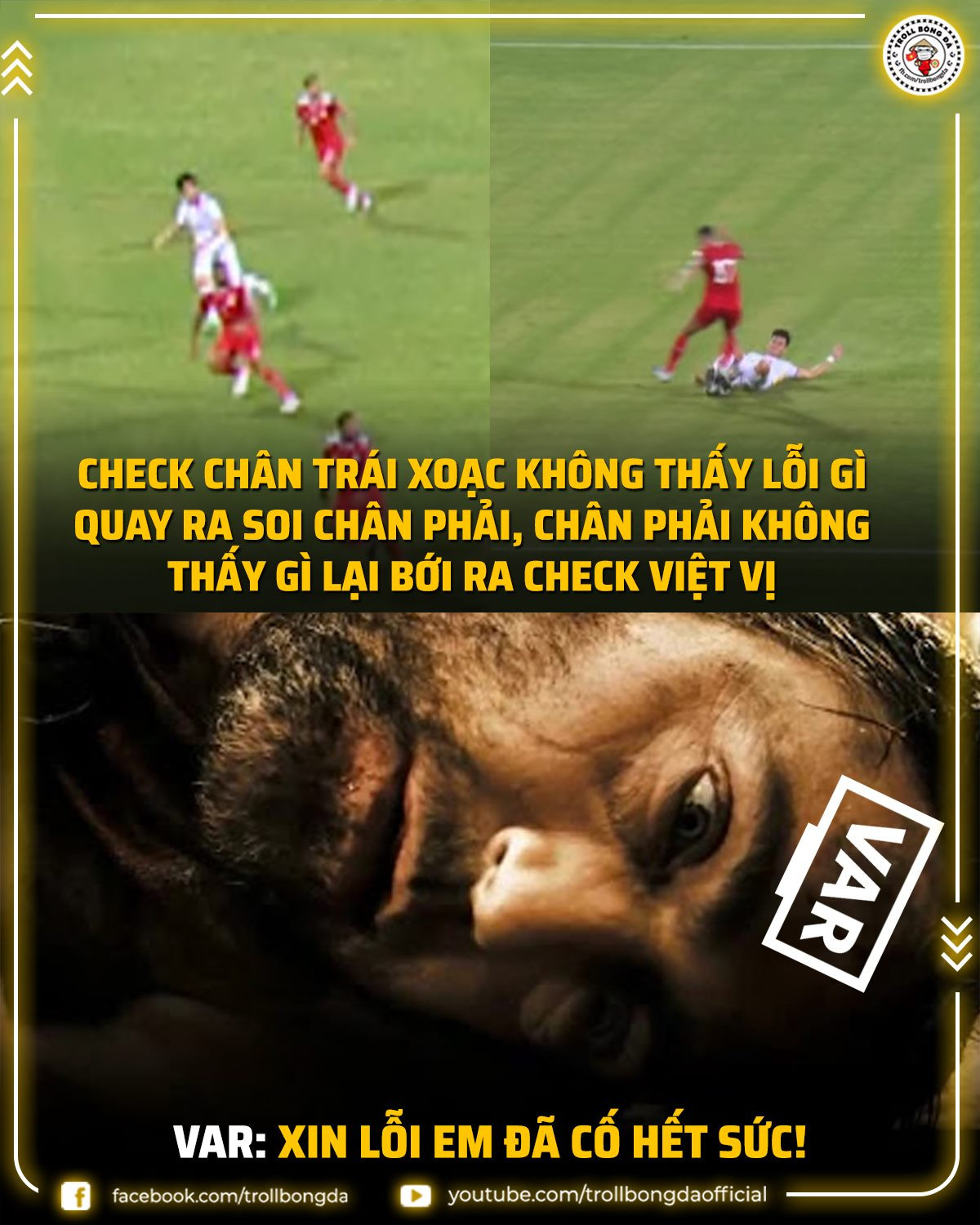 Tình huống cắt bóng của Tấn Tài quá hoàn hảo khiến VAR cũng phải bó tay.