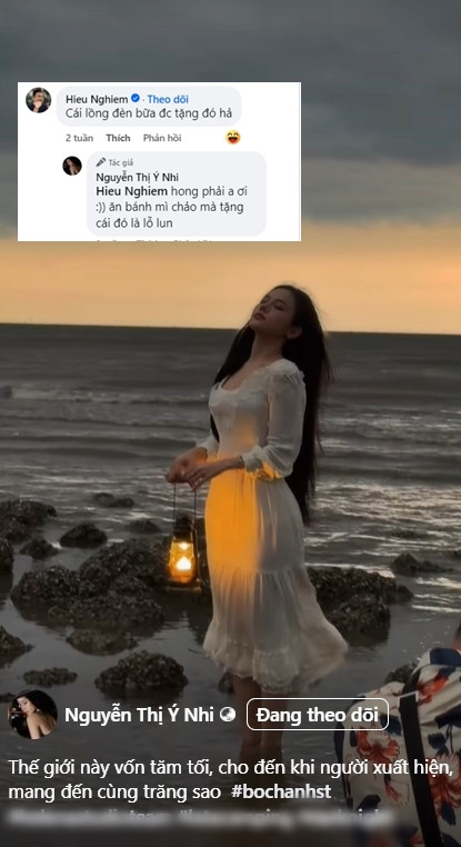 Lúc này, Xemesis đình đám này cũng có bình luận hỏi han: “Cái lồng đèn bữa được tặng đó hả”. Ý Nhi liền đáp: “Hông phải anh ơi, ăn bánh mì chảo mà tặng cái đó là lỗ luôn”.