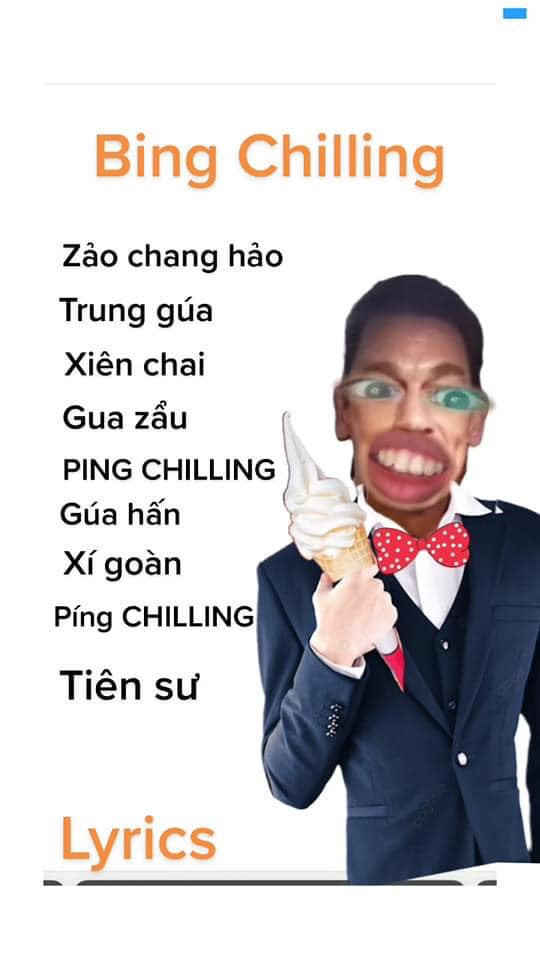 Câu nói nam diễn viên này nói trong clip, tạm phiên âm là: “Zao shang hao zung wo, shenzai wai-oh bing chilling. Wo han she huầy bing chilling”. (Tạm dịch: Chào buổi sáng Trung Quốc bây giờ tôi có kem tôi thích kem. Nhưng "Fast and Furious 9" còn ngon hơn kem).