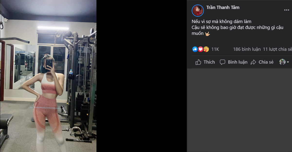 Tuy nhiên, trong bức ảnh đăng tải cách đây không lâu được ghi lại trong phòng tập, chiếc quần bó của hot girl TikTok lại vô tình "phản chủ" ở vị trí tế nhị.