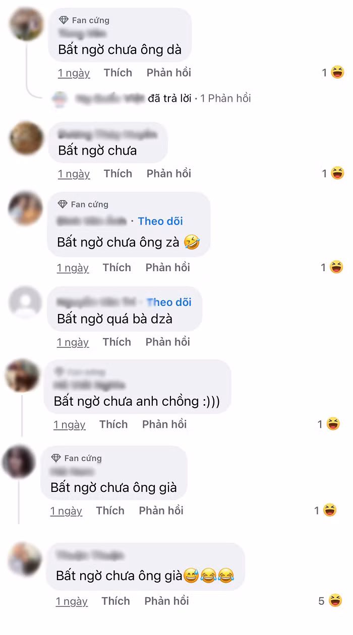 Biểu cảm hài hước của hai mẹ con đã khiến đoạn clip nhanh chóng lên xu hướng, thu về hàng triệu view. Cũng từ đó, câu nói “bất ngờ chưa bà già” trở lên viral khắp mạng xã hội.