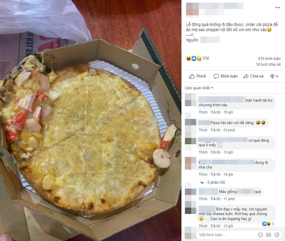 Khi món pizza vỏ bánh và nhân không tìm thấy nhau.