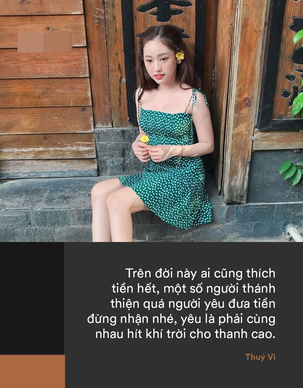 Sau 2 lần "vạ miệng", Thúy Vi lại tiếp tục khi đưa ra quan điểm về tính thực tế và thực dụng. Cụ thể, cô nàng có viết: "Trên đời này ai cũng thích tiền hết, một số người thánh thiện quá người yêu đưa tiền đừng nhận nhé, yêu là phải cùng nhau hít khí trời cho thanh cao".