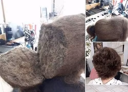 Mái tóc sau khi không gội đầu vài tuần của một cô gái tại Trung Quốc. Ảnh: Facebook