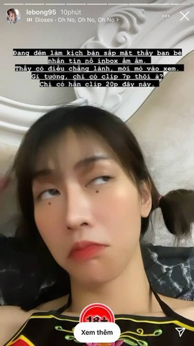 Sau đó, hot girl TikTok Lê Bống đã chính thức lên tiếng trên trang cá nhân rằng "Chỉ có clip 7 phút thôi à, chị đây có hẳn clip 20 phút" ngầm khẳng định "vàng thật chẳng sợ gì lửa".