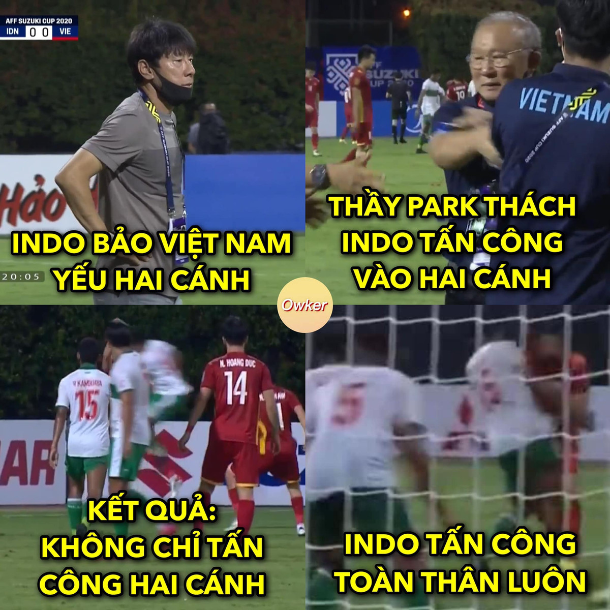 Trước trận đấu, truyền thông Indonesia chỉ ra điểm yếu nơi 2 cánh của đội tuyển Việt Nam. HLV Park Hang Seo mới HLV Shin Tae Yong tấn công vào nhưng kết quả là các cầu thủ Indonesia tấn công toàn vào thân thể cầu thủ Việt Nam.