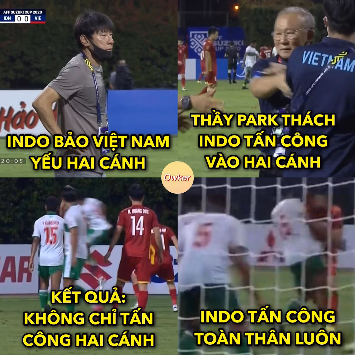 Trước trận đấu, truyền thông Indonesia chỉ ra điểm yếu nơi 2 cánh của đội tuyển Việt Nam. HLV Park Hang Seo mới HLV Shin Tae Yong tấn công vào nhưng kết quả là các cầu thủ Indonesia tấn công toàn vào thân thể cầu thủ Việt Nam.